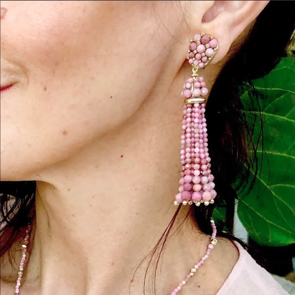 KENDRA SCOTT Cecily Genuine stone CLIP ON earrings PINK
